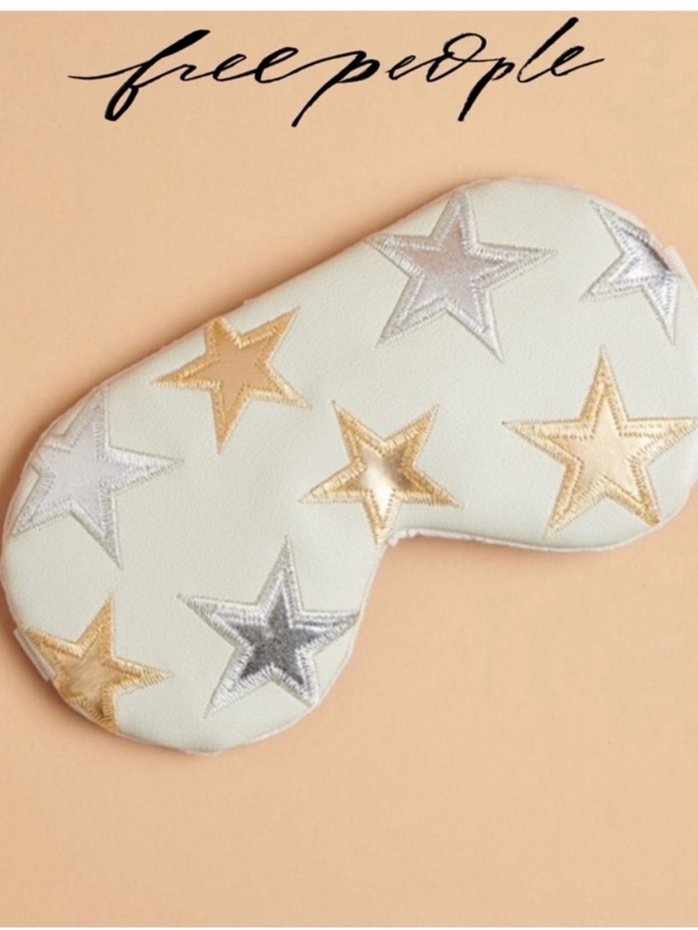 New Free People x Understated Leather Sleep Mask with Gold & Silver Stars